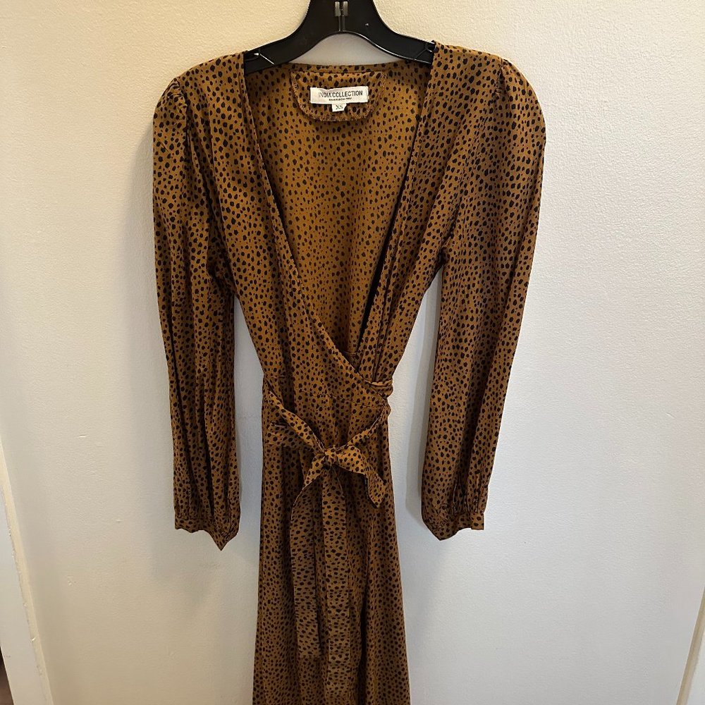 Emerson Fry India Collection BISHOP CHEETAH SPOTS Animal Spots Wrap Dress XS